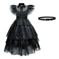 thumbnail image 1 of 4-9Y Girls Wednesday Dress Flying Sleeve Tulle Party Dress Halloween Fancy-Dress, 1 of 9