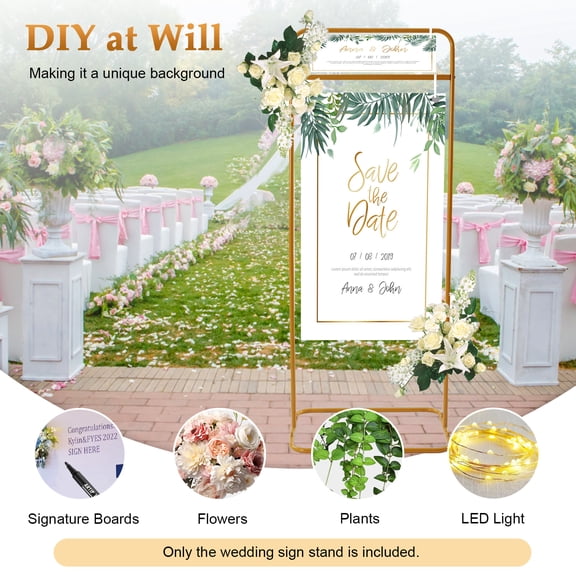 4.9ft Wedding Welcome Sign Stand Sign Holder Metal Poster Sign Stand Wedding Seating Chart Stand Backdrop Stand Floral Ceremony Easel Stand for Display