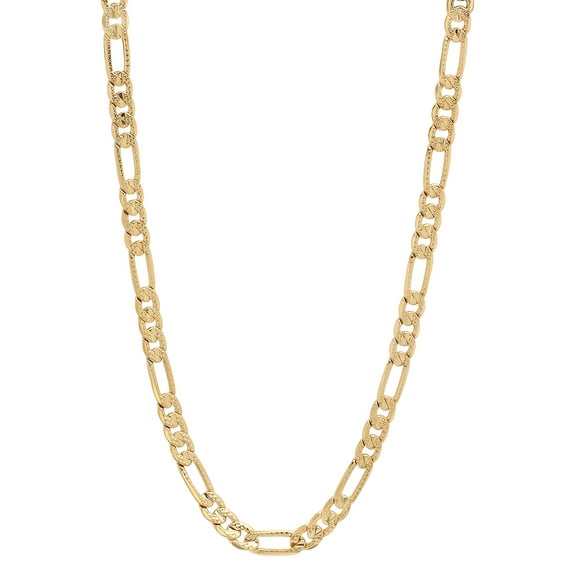 4.9mm 14k Yellow Gold Plated Flat Figaro Choker Chain Necklace, 16 inches