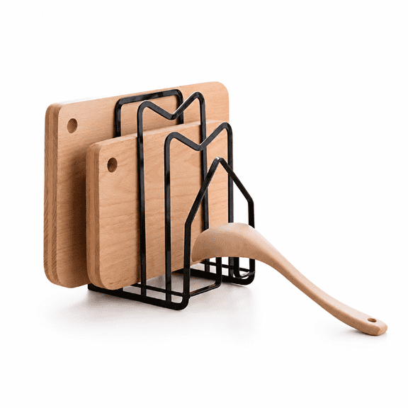 Cutting Board Rack Steel 4.92 x 5.7 inch Black Heavy Duty Organizer Kitchen Countertop Lid Cookware