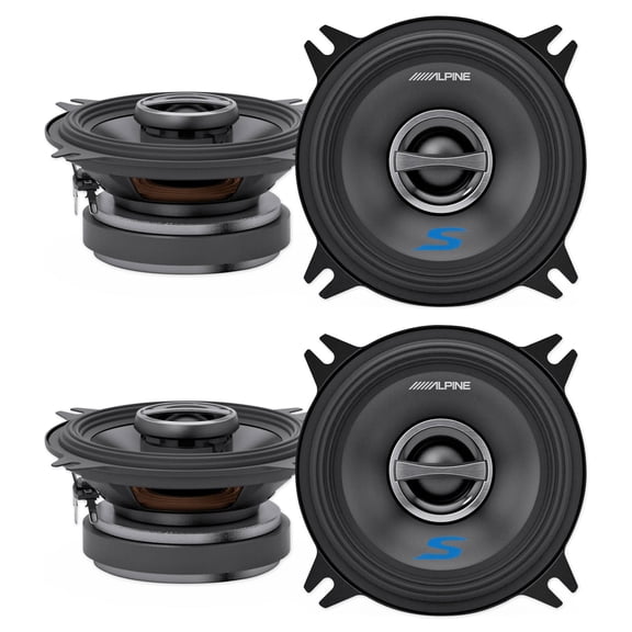 (4) ALPINE S-S40 140 Watt 4" Coaxial 2-Way Car Audio Speakers