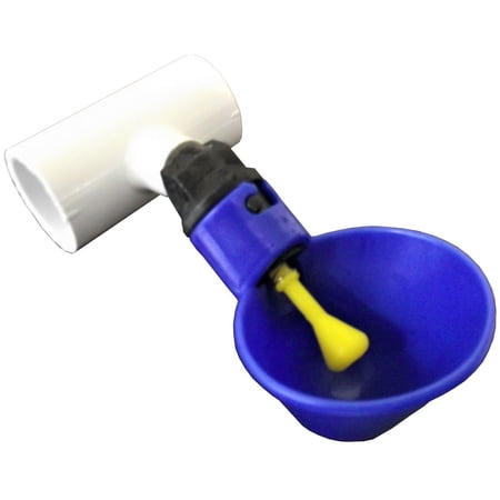 (4) AUTOMATIC WATERER DRINKER CUPS & 1/2" PVC TEE FITTING CHICKEN WATER POULTRY