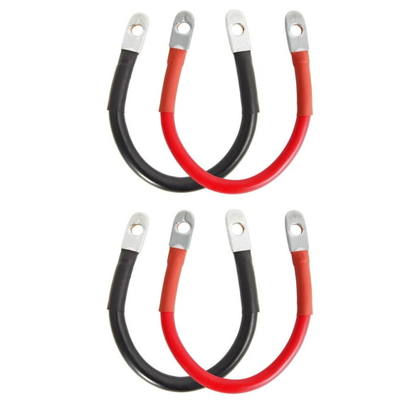 4 AWG Battery Cable 4AWG 18-Inch Battery Inverter Cables Set All Copper Conductor Wire with 3/8" Ring Terminals (4 AWG x 18 Inches) for Car, Truck, RV, Solar,4Pcs