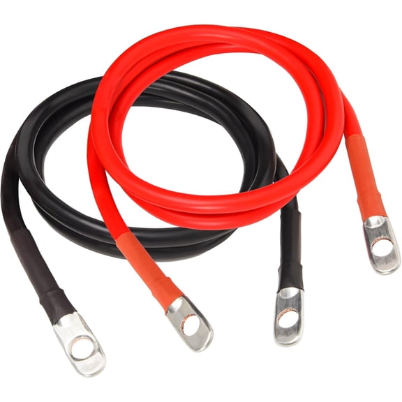 4 AWG Battery Cable 4AWG 36-Inch Battery Inverter Cables Set All Copper Conductor Wire with 3/8" Ring Terminals (4 AWG x 36 Inches) for Car, Truck, RV, Solar
