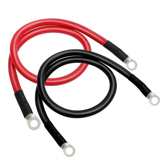 4 AWG Battery Cable 4AWG Gauge Pure Copper Battery Inverter Cables with 3/8 in Lugs Both Ends Power Inverter Wire Set for Automotive Solar Marine Boat RV Car Motorcycle (Red and Black, 1ft)