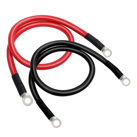 4 AWG Battery Cable 4AWG Gauge Pure Copper Battery Inverter Cables with 3/8 in Lugs Both Ends Power Inverter Wire Set for Automotive Solar Marine Boat RV Car Motorcycle (Red and Black, 1ft)
