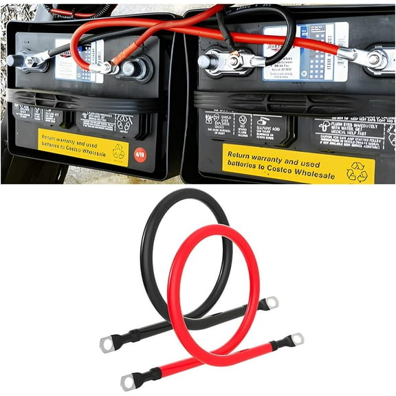 4 AWG Battery Cables Set with Terminals, Pure Copper Battery Inverter Cables with 3/8 Inch Lugs, Power Wire (Positive and Negative) for Solar ATV RV Boat Automotive Marine Motorcycle (18")