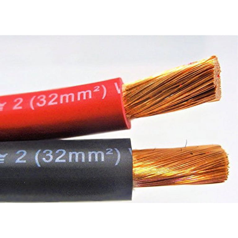 12 Ft 2/0 Excelene Welding Cable - 6 Ft Red & 6 Ft Black, USA Made, 105C EPDM Jacket