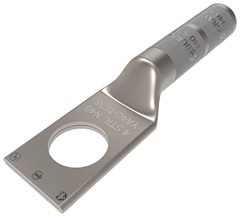 4 AWG One-Hole Lug Compression Connector, Straight Barrel, Gray - YA4CN ...