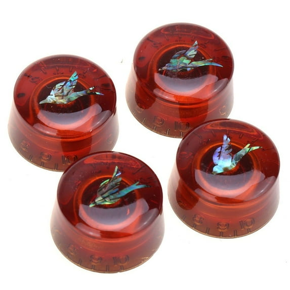 4 Abalone Bird Amber Les Paul Custom Control Speed Dial Knobs