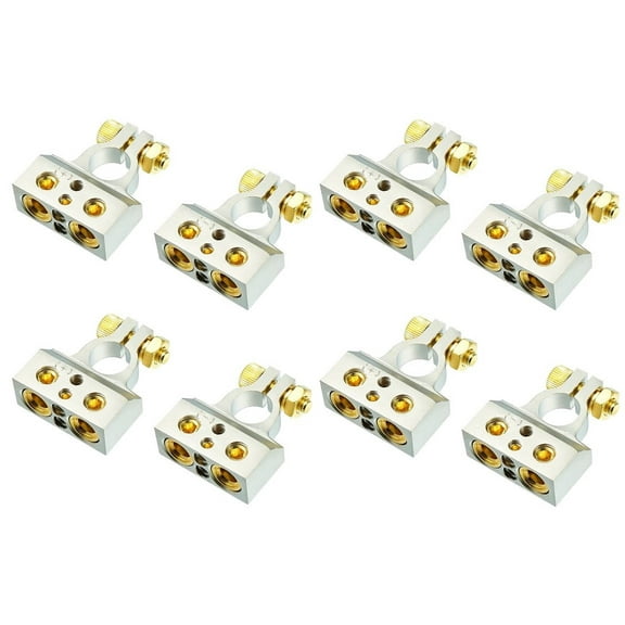 4 Absolute BTC300PN 0/2/4/6/8 AWG Single Positive & Negative Power Battery Terminal Connectors Chrome