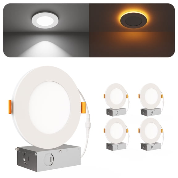 4 Adjustable 5CCT Canless with Night Light IC Rated Dimmable Indoor Integrated LED Recessed Downlight(4-Pack)