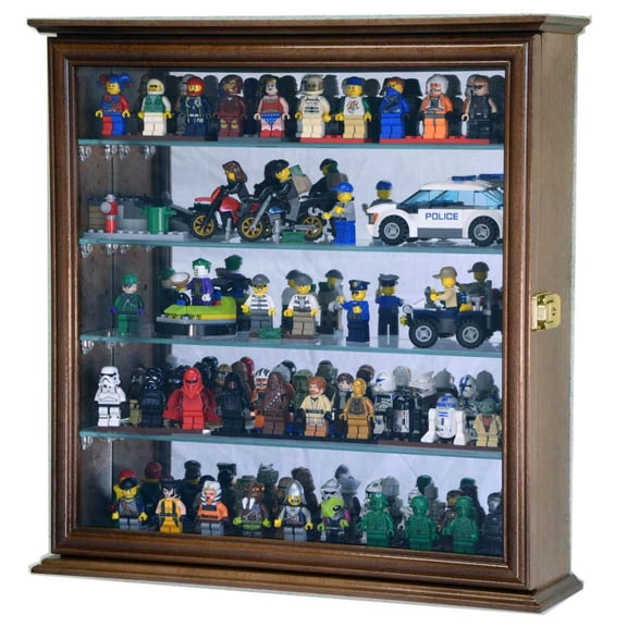 4 Adjustable Shelves Mirror Back Mini Figures / Miniatures / Figurines Display Case Cabinet