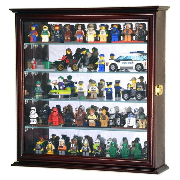 4 Adjustable Shelves Mirror Back Mini Figures / Miniatures / Figurines Display Case Cabinet