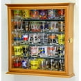 thumbnail image 1 of 4 Adjustable Shelves Shot Glass Shotglass Shooter Mini Liquor Display Case Cabinet w/Mirror Back -Oak, 1 of 5