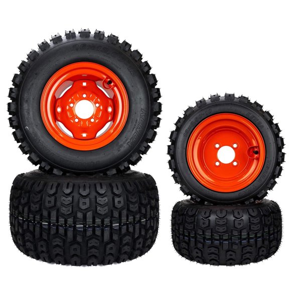 (4) All Terrain Front and Rear Wheel Assemblies Fits Kubota BX2350, BX24D, BX25