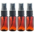 thumbnail image 1 of 4 Amber 1oz Boston Round Glass Bottle Black Spray Fine Ribbed Mist Sprayer, 1 of 1