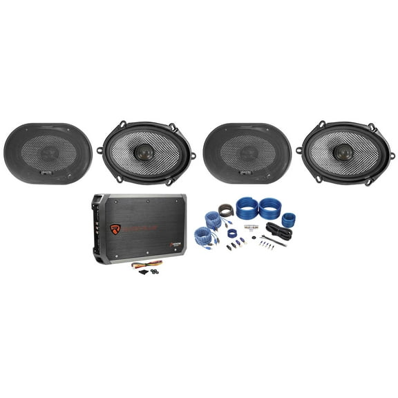 4) American Bass SQ 5.7 5x7"/6x8" 75w RMS Car Speakers+4-Channel Amplifier+Wires