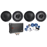 4 American Bass SQ 6.5" 80w RMS Car Audio Speakers+4-Channel Amplifier+Wires