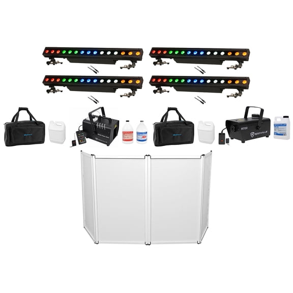 (4) American DJ 15 Hex Bar IP Outdoor DMX Strip Wash Lights+Facade+Hazer+Fogger