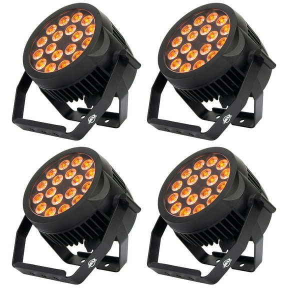 (4) American DJ 18P HEX IP 18 x 12W Outdoor RGBAW+UV LED DMX Par Can Wash Lights