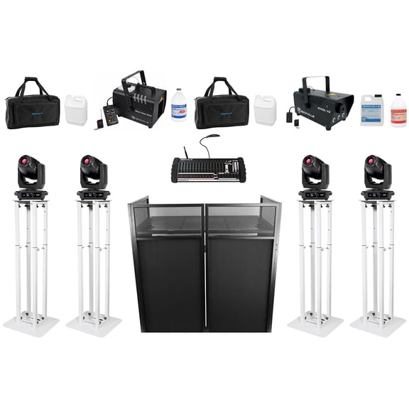 (4) American DJ Hydro Spot 1 Wireless DMX Moving Head Lights+Control+Facade+Bags