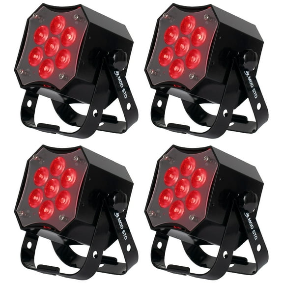 (4) American DJ MOD STQ Compact 7 x 8 Watt LED DMX Par Can Wash Lights w/ Remote