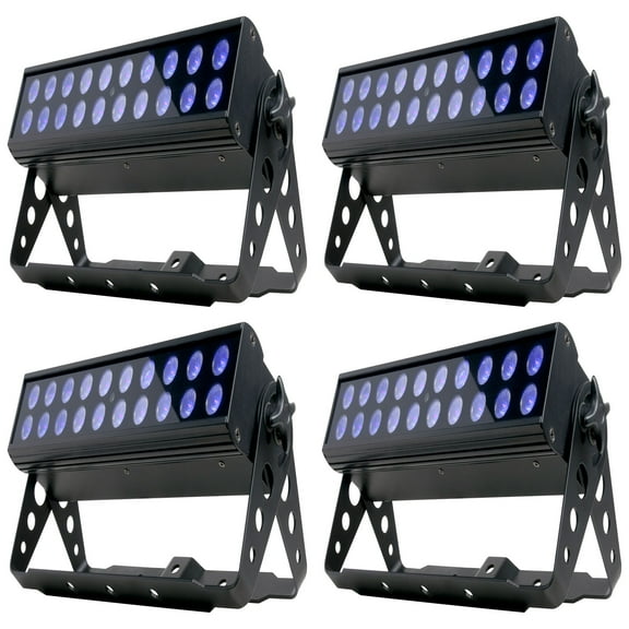 (4) American DJ UV LED BAR20 IR DMX Ultraviolet Bar Wash Blacklights with Remote