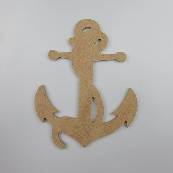 4" Anchor with Rope, Unfinished Wood Art Shape by Wooden Craft Cutouts