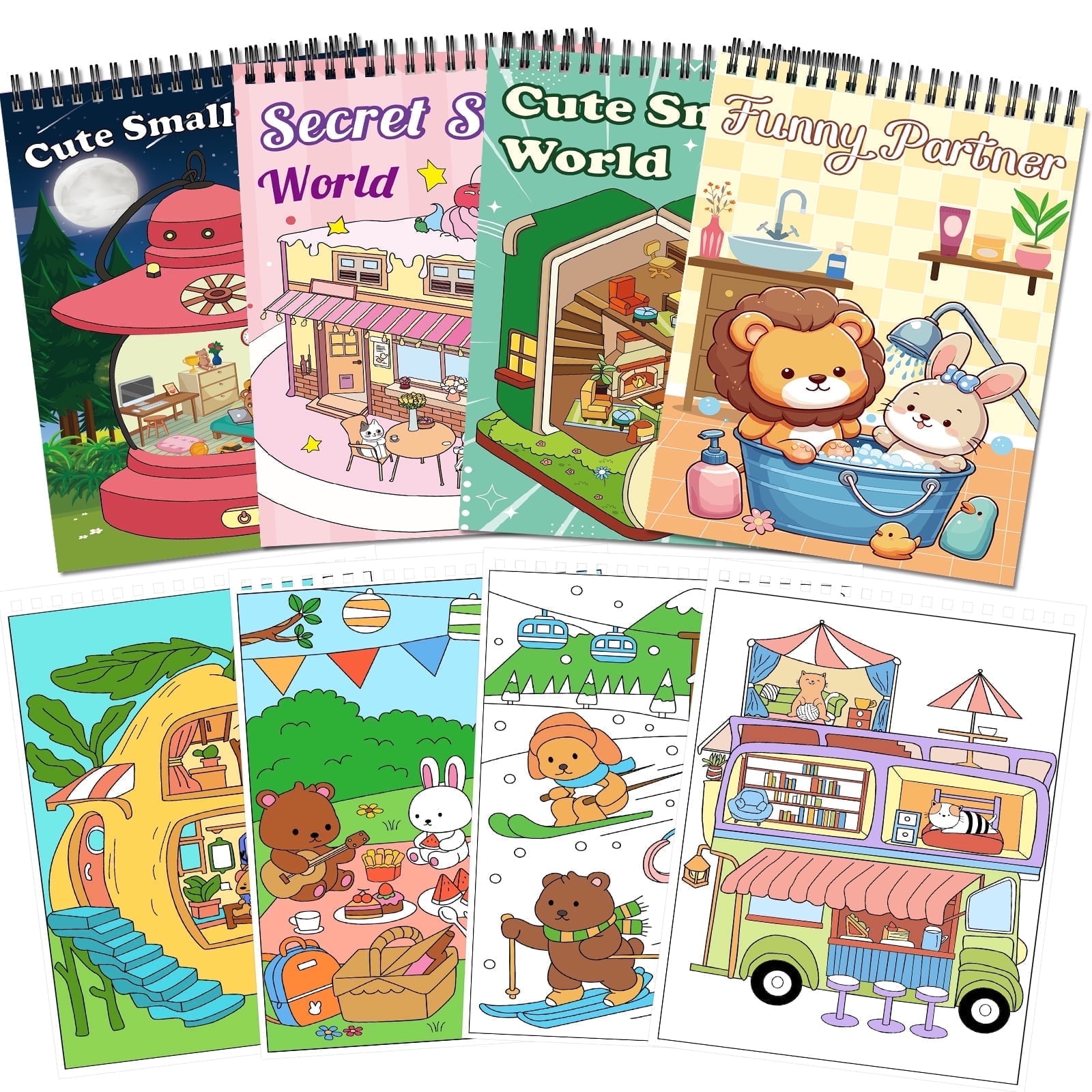 Walmart discount codes: 4 Cute Animals Coloring books for Adults ,104 Pages, Cozy Spaces and Fuzzy Coloring Books for Teen,relaxation and Cozy Color books