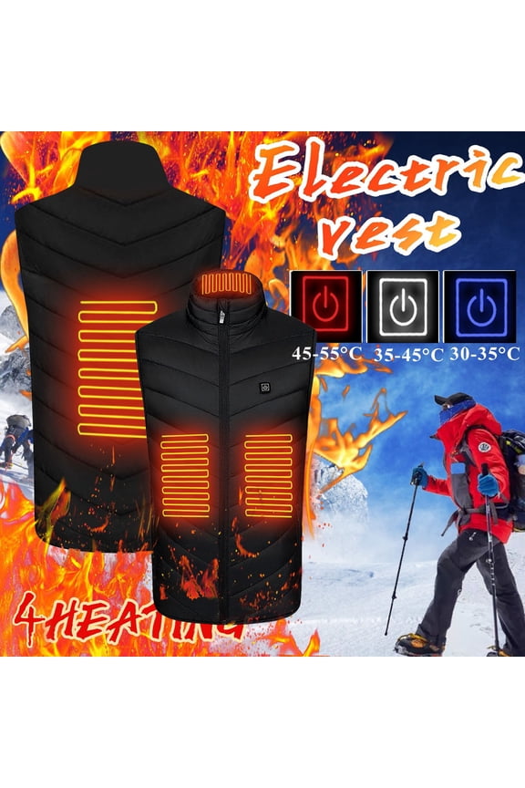 4 Area Heating Vest Unisex Outdoor Warm Clothing Heated for Riding Skiing Fishing USB Plug In Heated Vests