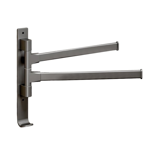 4-Arm Swivel Towel Rack 180° Rotating – Space-Saving Wall-Mounted Rustproof Towel Holder with Hooks for Bathroom/Kitchen, Grey (1-Pack)