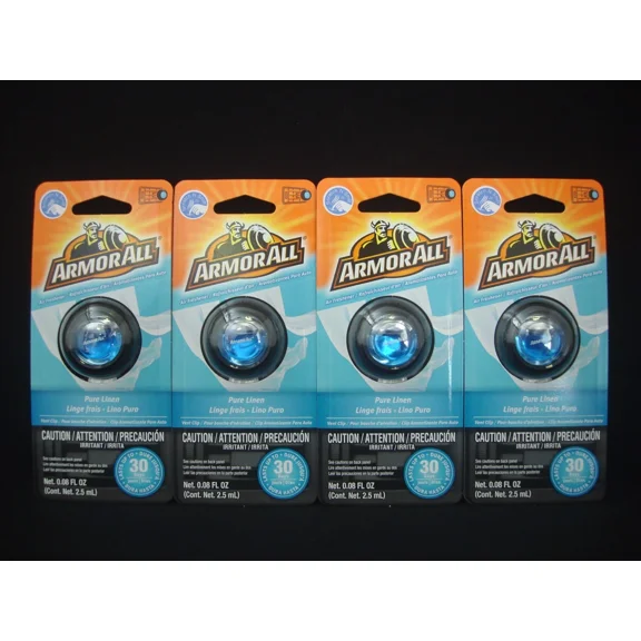4 Armorall Vent Clip Car Air Freshener Pure Linen Scent 0.08 Fl Oz Each