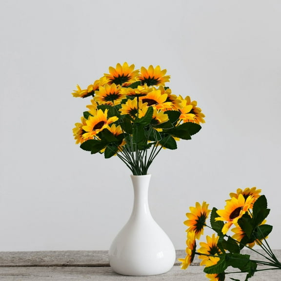 4 Artificial Flowers Clearance! Nomeni Home Decoration Simulation Sunflower Artificial Flower Stage Set Bundle, Fake Flowers Promotion Sale! Orange