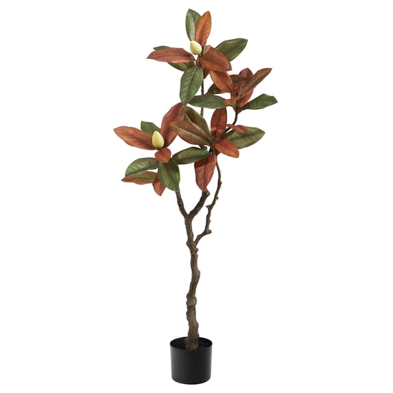 4" Artificial Magnolia Artificial Tree in Plastic Pot, by Nearly Natural