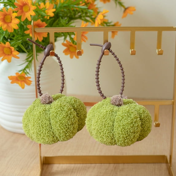 4" Artificial Mini Pumpkins Decorations, Fake Fall Harvest Pumpkins Hanging Ornaments with Hanging Rope, Tree Decor for Thanksgiving Holiday Party Indoor Home Christmas(Green)