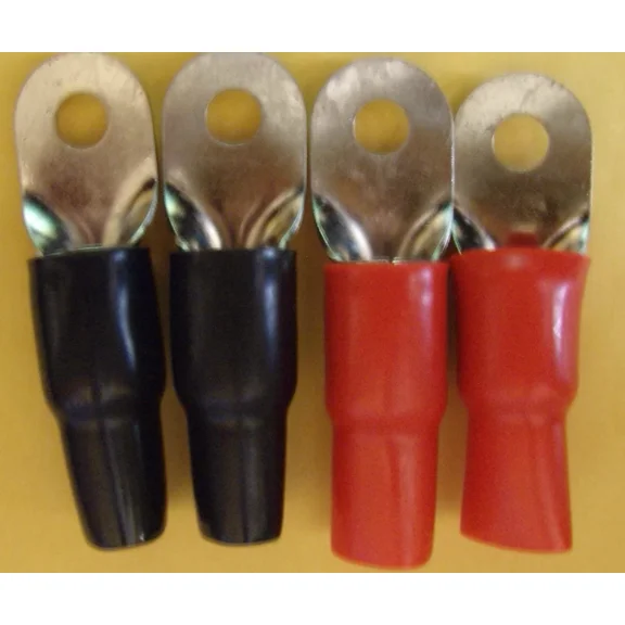 (4) Audio Power Ground Wire Ring Terminals Nickel 1/0 Ga Gauge 5/16" Connectors