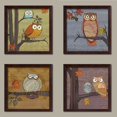 thumbnail image 1 of 4 Awesome Owls in Tree Set by Paul Brent, Four 12x12 Inch Brown Framed Prints, 1 of 1
