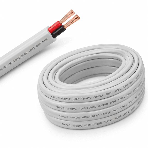4 Awg Marine Wire 15ft 2-conductor (red & Black) Duplex Grade Boat ...