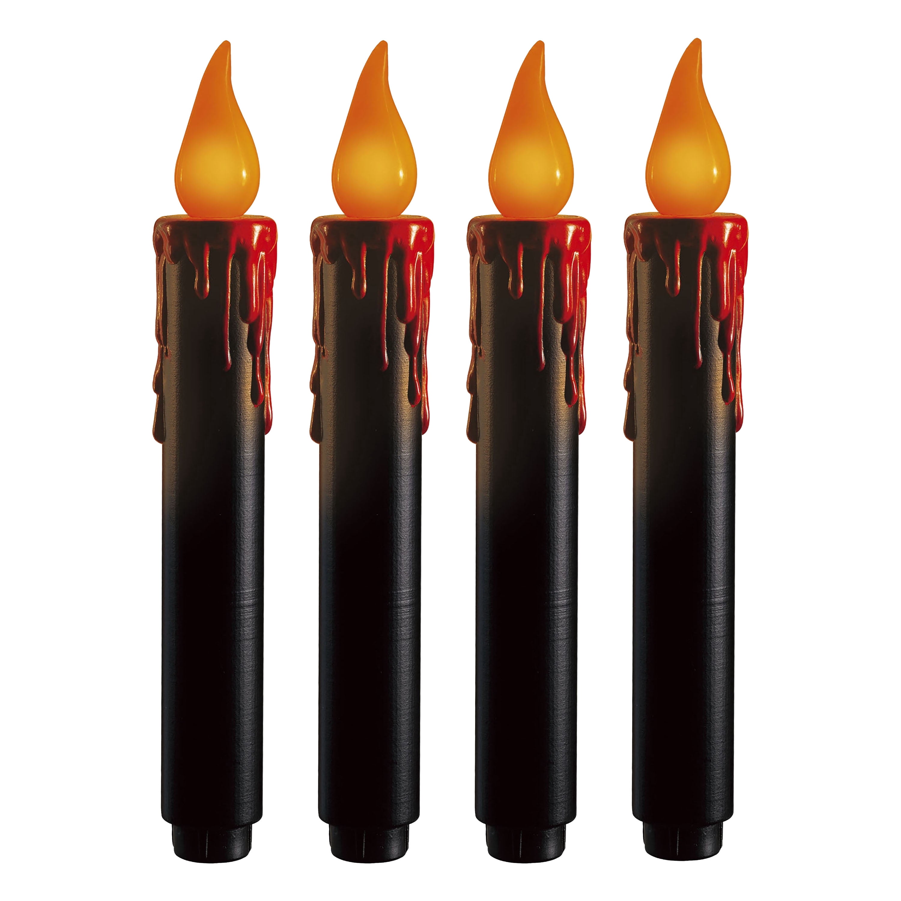 Battery-Operated LED Flickering Flame Hanging Candles, Black, 7", 4 Count, Halloween by Way To Celebrate
