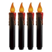Battery-Operated LED Flickering Flame Hanging Candles, Black, 7", 4 Count, Halloween by Way To Celebrate