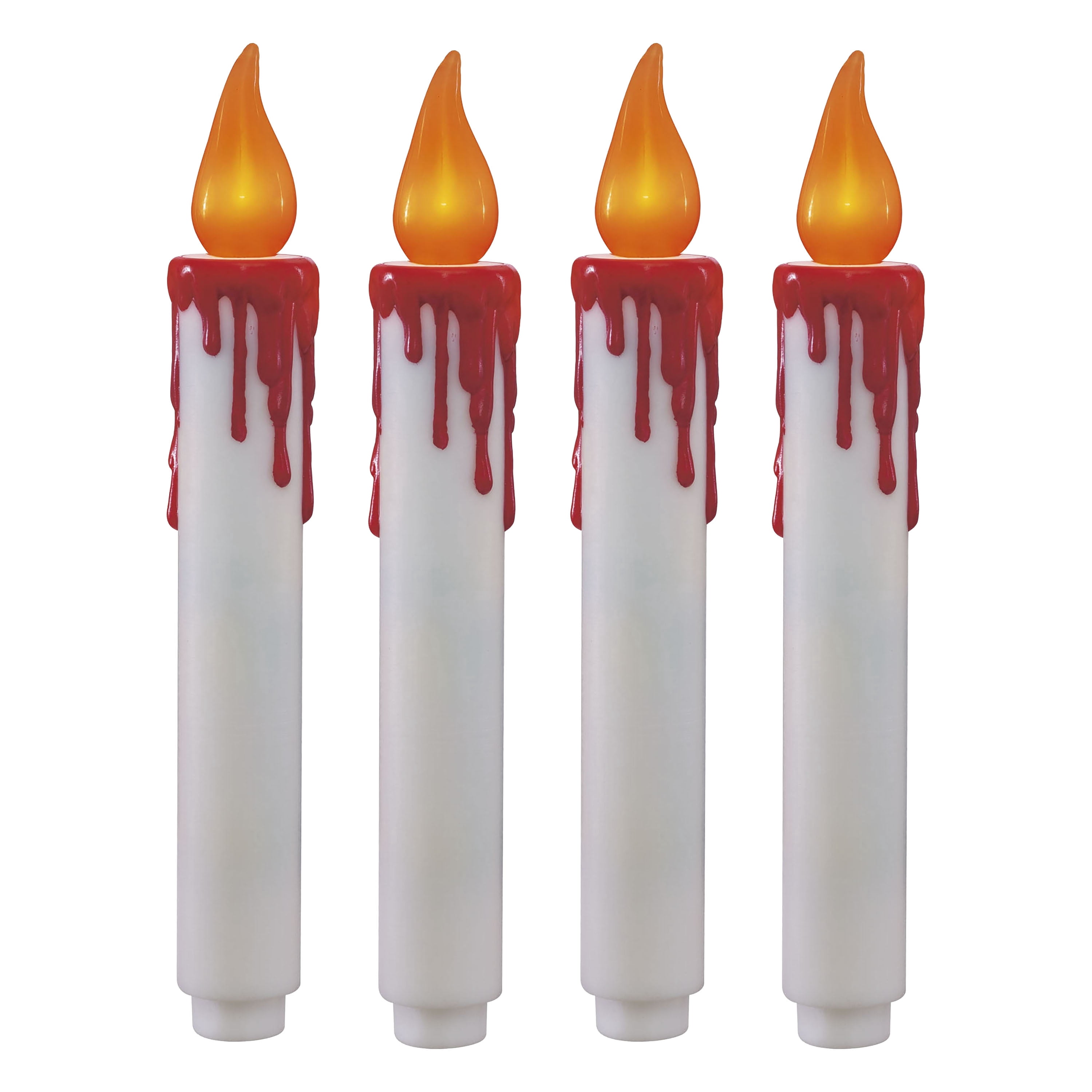 Battery-Operated LED Flickering Flame Hanging Candles, White, 7", 4 Count, Halloween by Way To Celebrate