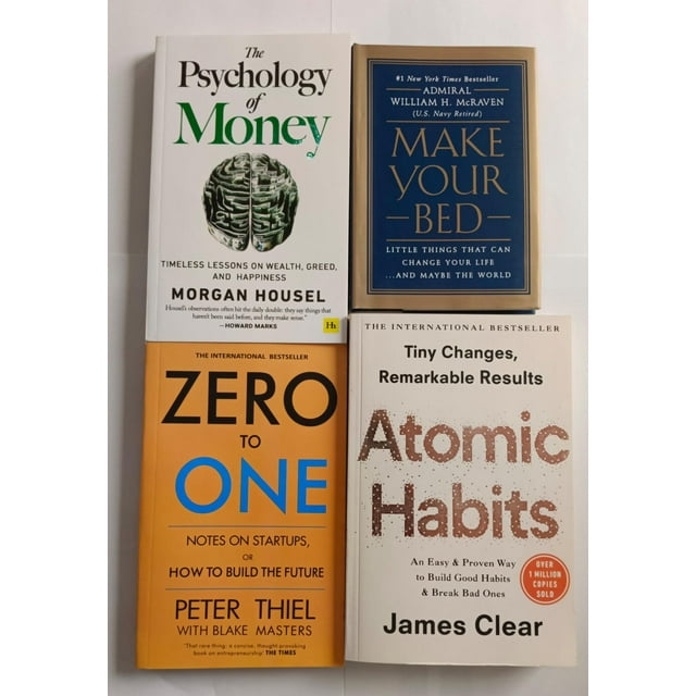 4 BOOKS SET OF "The Psychology of Money, Make your bed, Zero to One