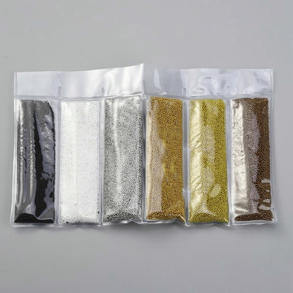 4 Bag 3D Nail Art Glass Mini Ball Beads Micro Beads Nail Art Decoration Accessories Round Mixed Color 0.4~0.6mm 6 colors/bag 23~25g/bag