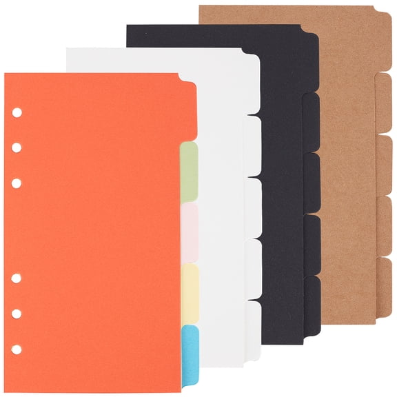 4 Bag 4 Style Paper Binder Dividers 6-Hole Index Page Tab for Planner Notebook Loose Leaf Binders Rectangle Mixed Color 172x103x0.3mm