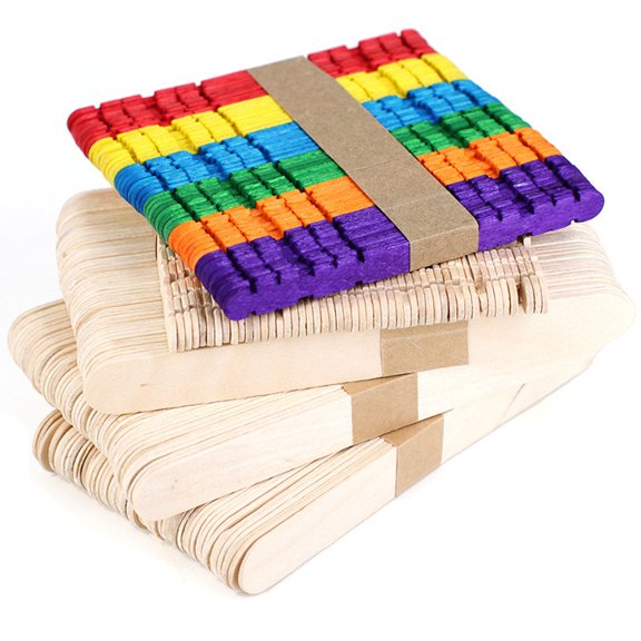 BESTOYARD 50Pcs Colored Wood Craft Sticks Assorted Colors Smooth Surface DIY Group Activity Material