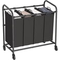 thumbnail image 1 of 4 Bag Laundry Sorter Cart, Laundry Hamper Sorter with Heavy Duty Rolling Wheels and Removable Bags for Clothes Storage,Laundry Organizer Laundry Basket Laundry Clothes Hamper, Black, 1 of 10
