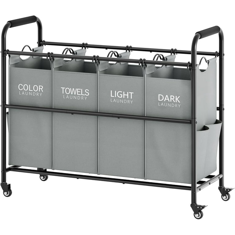 Romoon 4 bag laundry sorter cart laundry hamper sorter with heavy duty rolling wheels for clothes storage shop