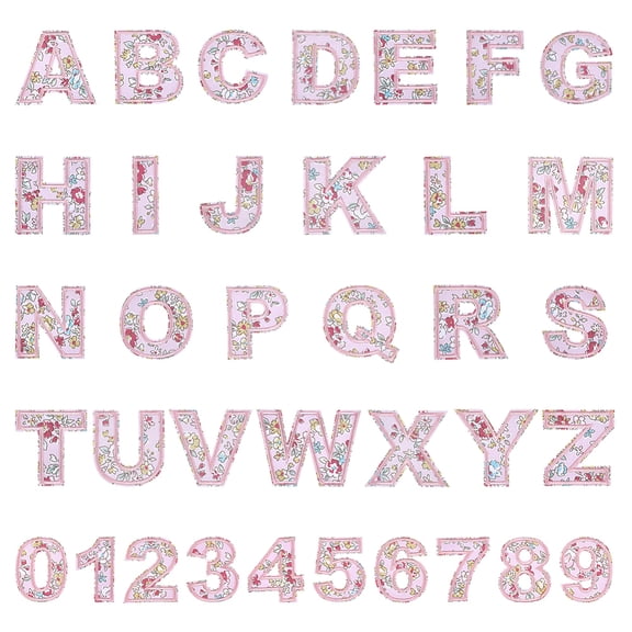 4 Bags 2 styles Polyester Glitter Embroidered Cloth Patch Computerized Embroidery Cloth Iron on/Sew on Patches Costume Accessories Appliques Pink 52~55x17~46x1~1.5mm