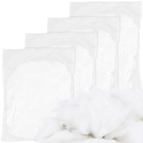 4 Bags Polyester Fiber Fill, Pillow Cushion Stuffing, Resilience Fiber for Dolls Crafts Comforter DIY Padding Quilts